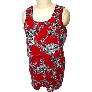 Venus Women's 2X Dress Sleeveless Floral Shift with built-in Tank Top Overlay